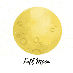 full moon phase in gold watercolor on white background