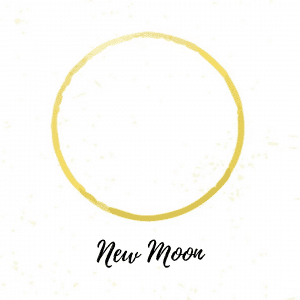 new moon phase in gold watercolor on white background