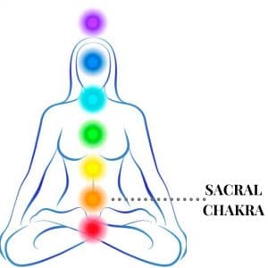 illustration of sacral chakra within chakra system