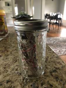sage bundle in a mason jar