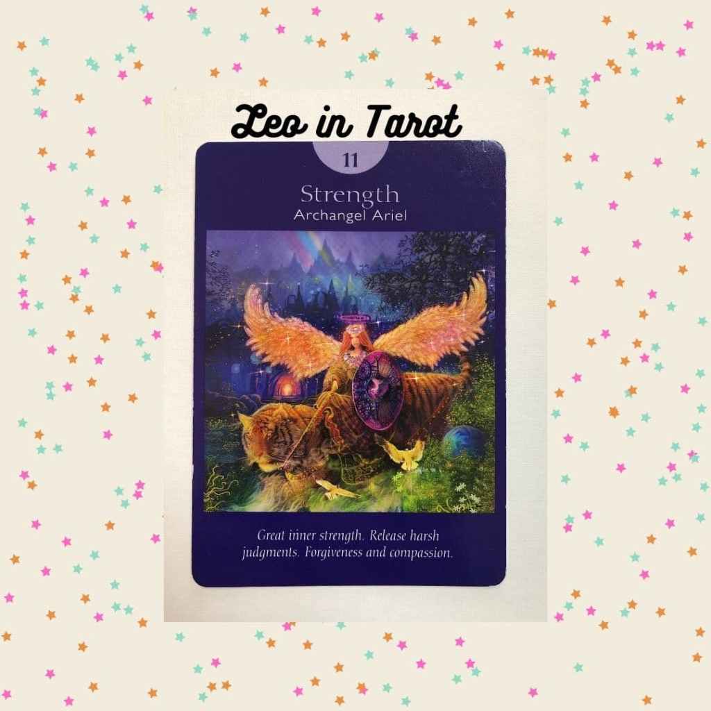 Strength tarot card, which represents the Leo zodiac sign