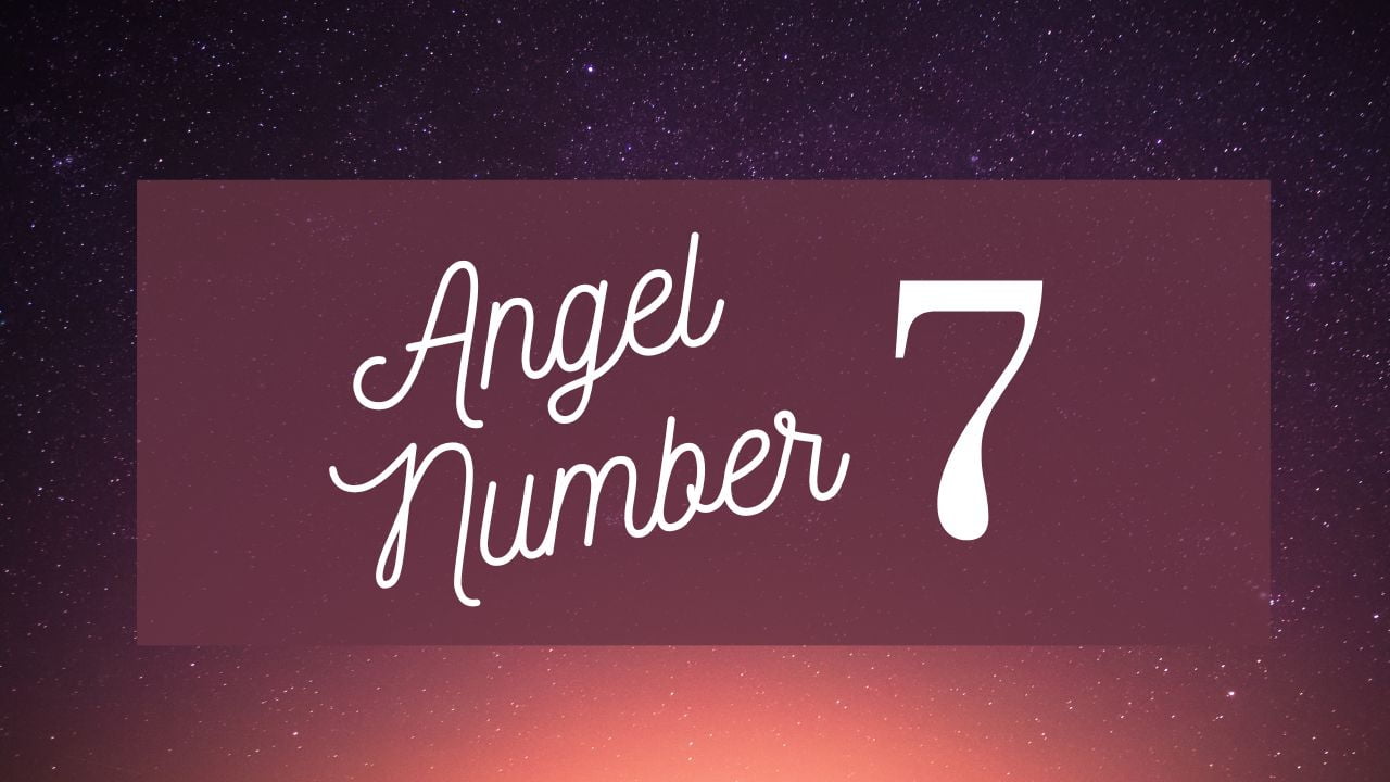 angel number 7 on purple background