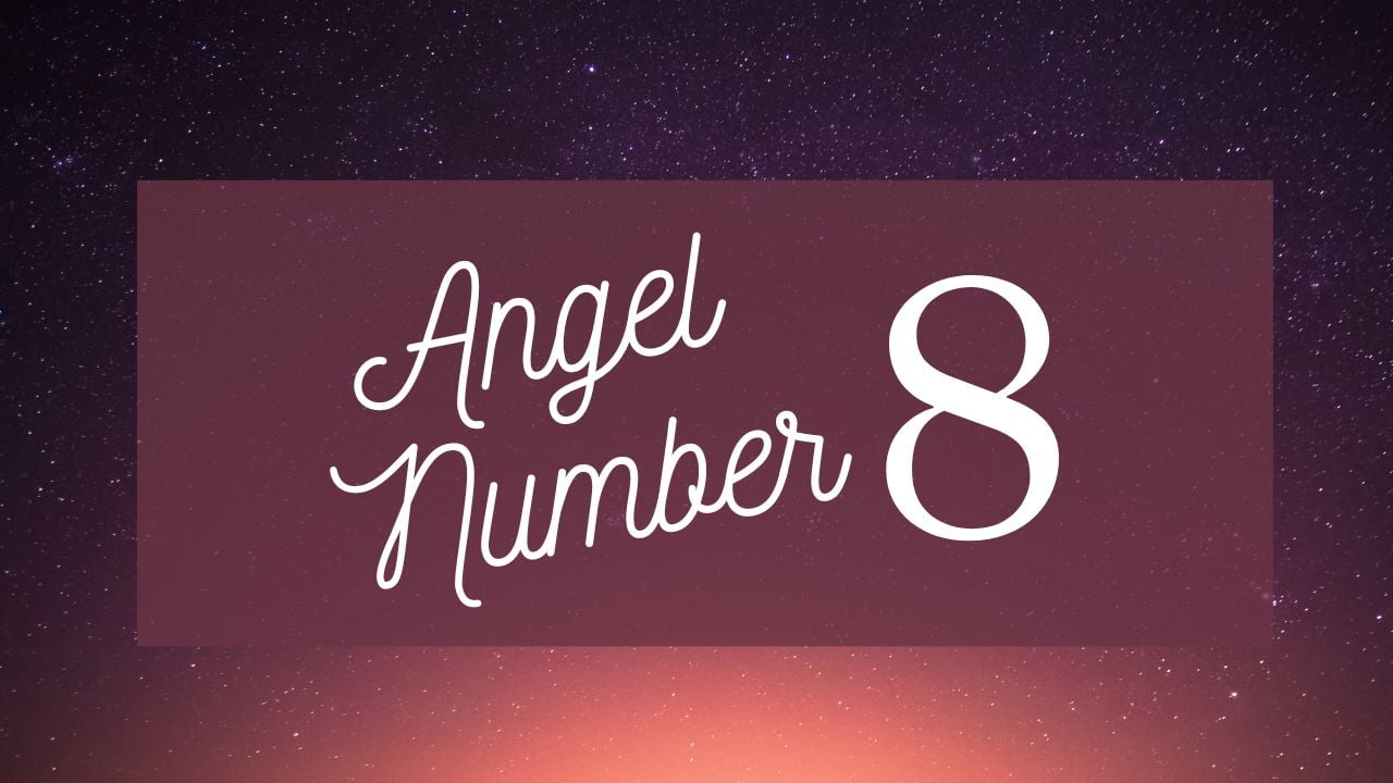 angel number 8 on purple background
