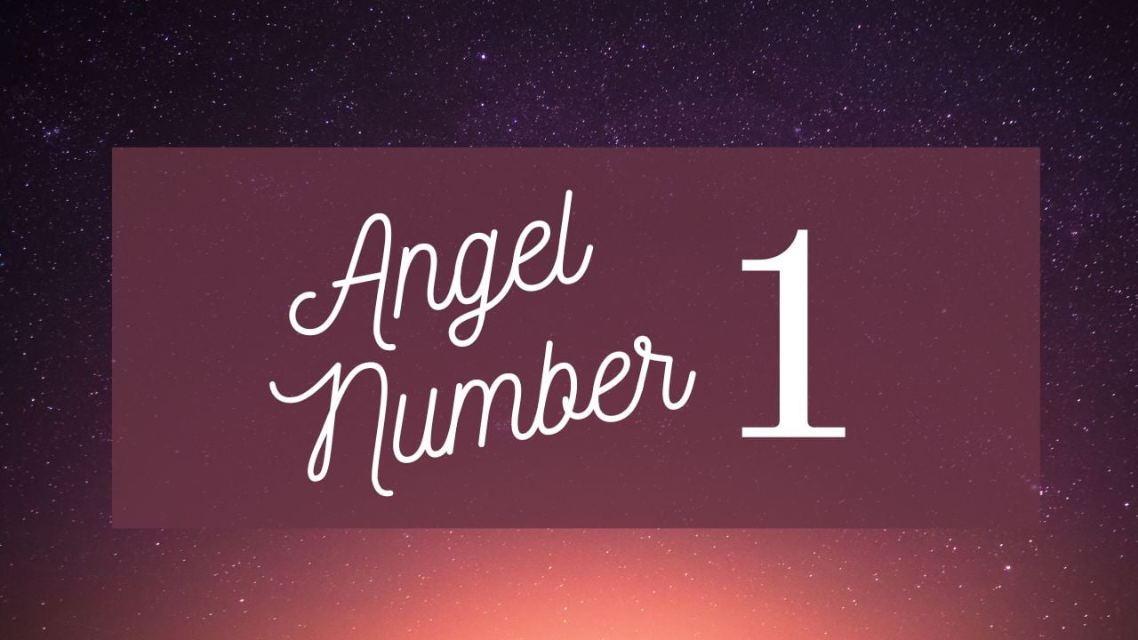 angel number 1 on purple background