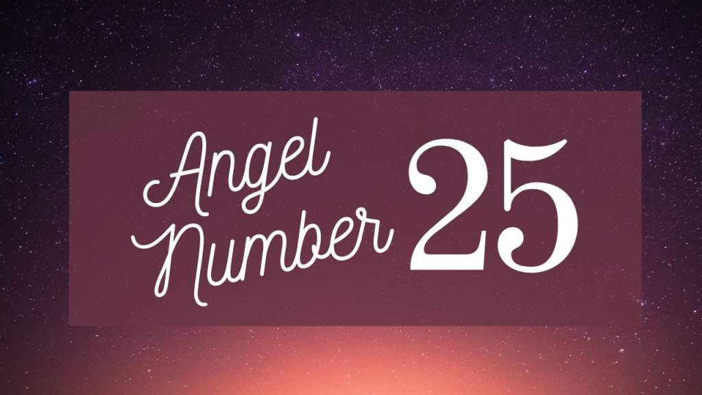 angel number 25 on purple background
