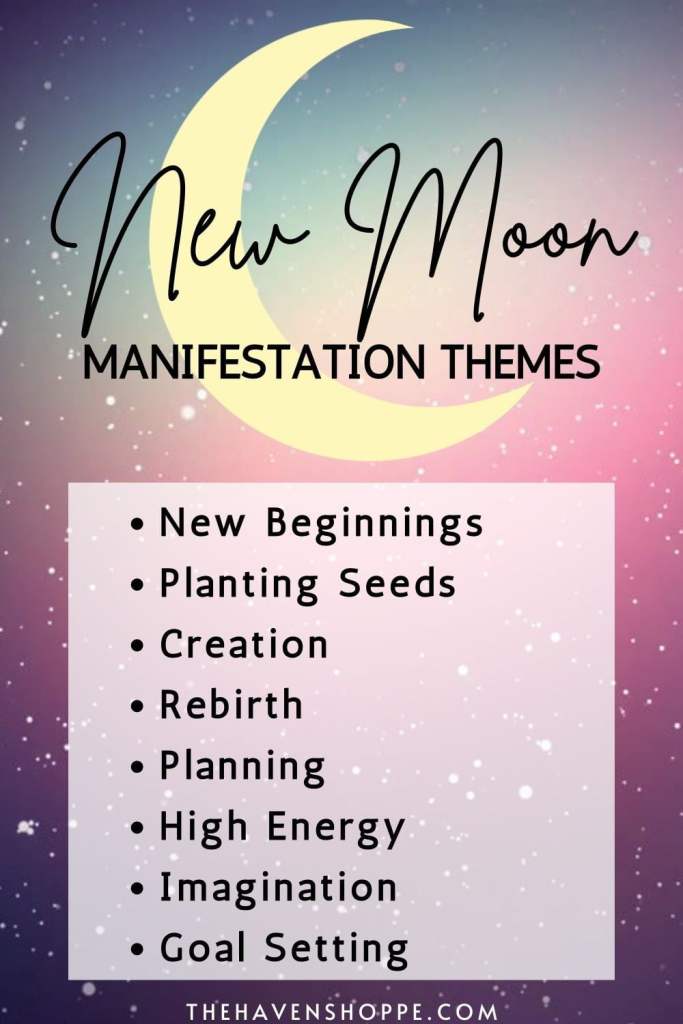 New Moon Manifestation Themes pin