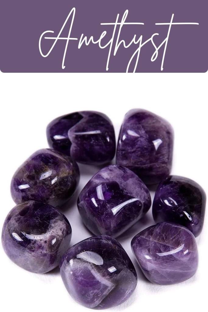 Polished purple amethyst stones
