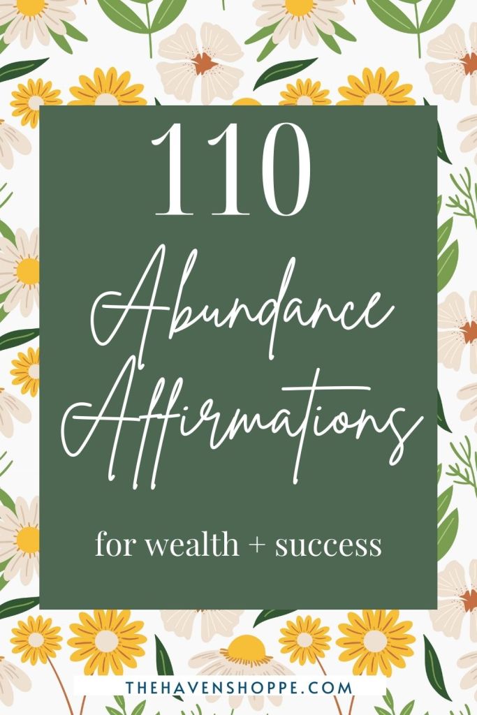 110 abundance affirmations for wealth + success pin 