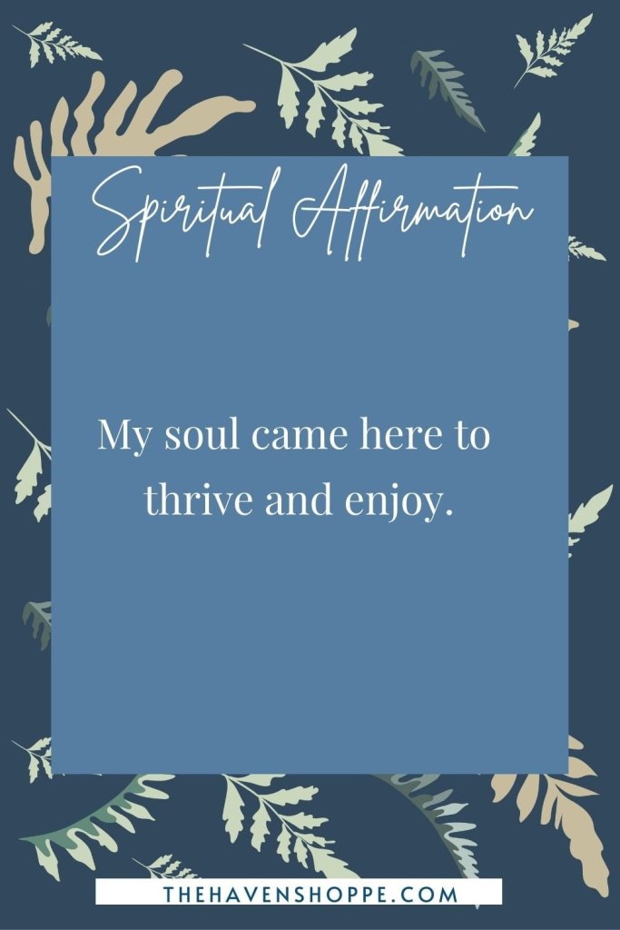 spiritual affirmation: my soul came here to thrive and enjoy