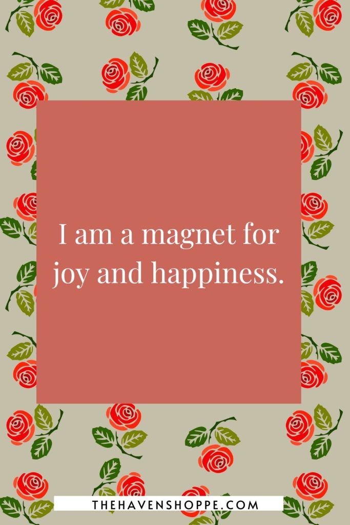 happiness affirmation: I am a magnet for joy and happiness.