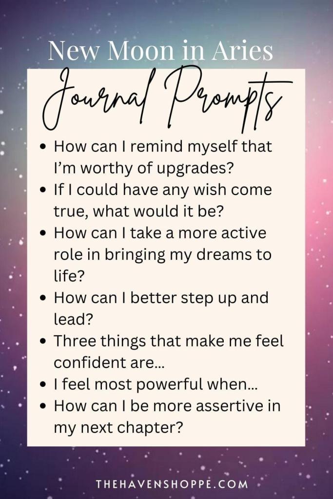 Aries new moon journal prompts