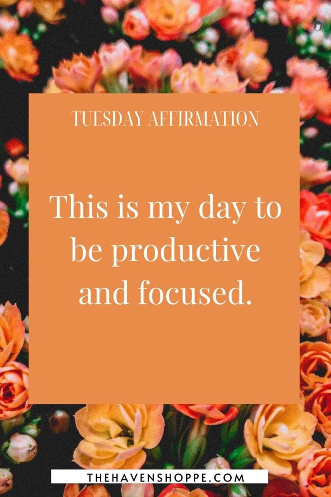Tuesday affirmation: This is my day to be productive and focused.