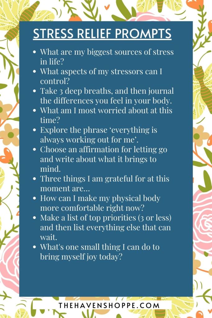 list of journal prompts for stress relief 