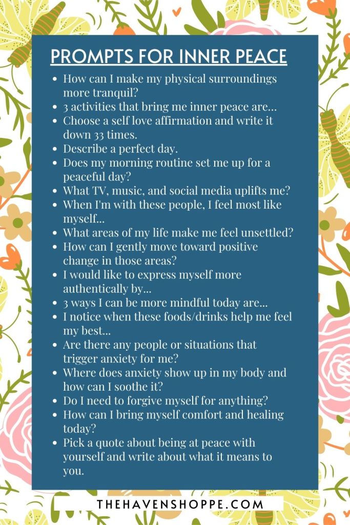 list of stress relief journal prompts for inner peace