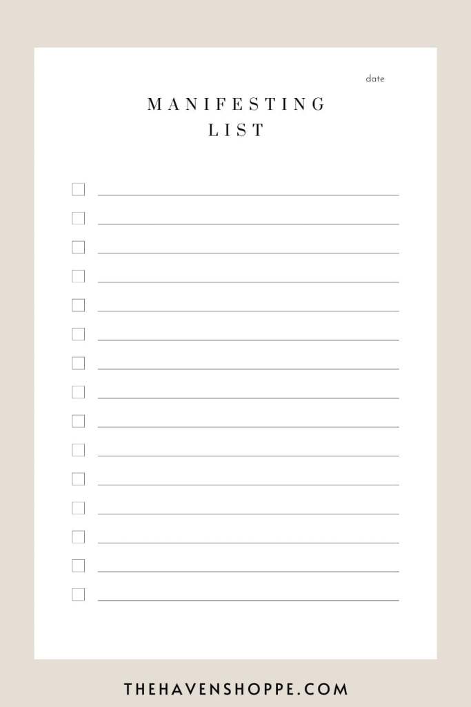 manifestation list template