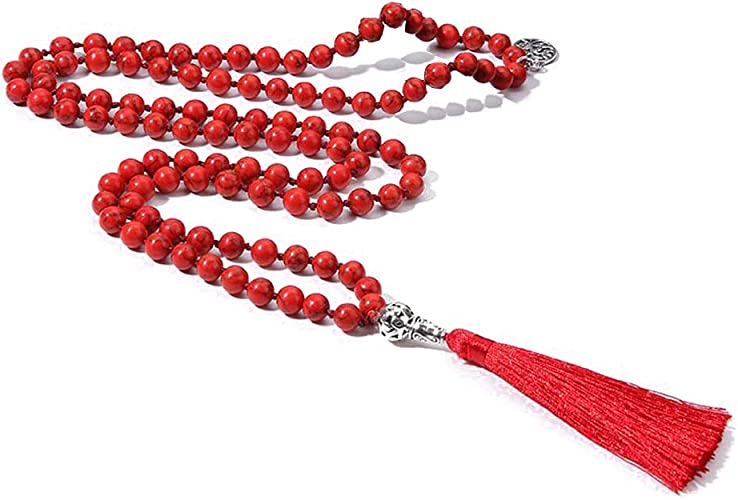 red mala beads