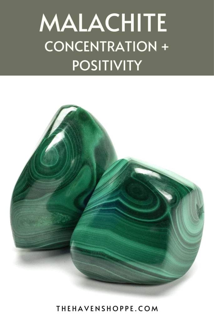Malachite stone for studying: concentration and positivity