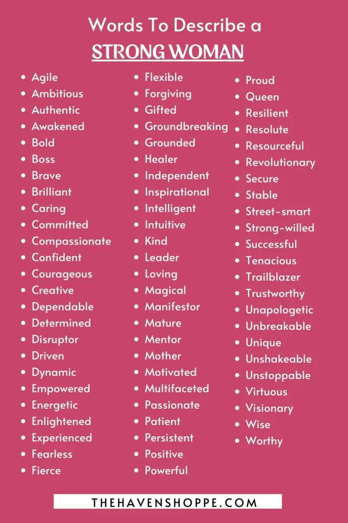 list of words to describe a strong woman