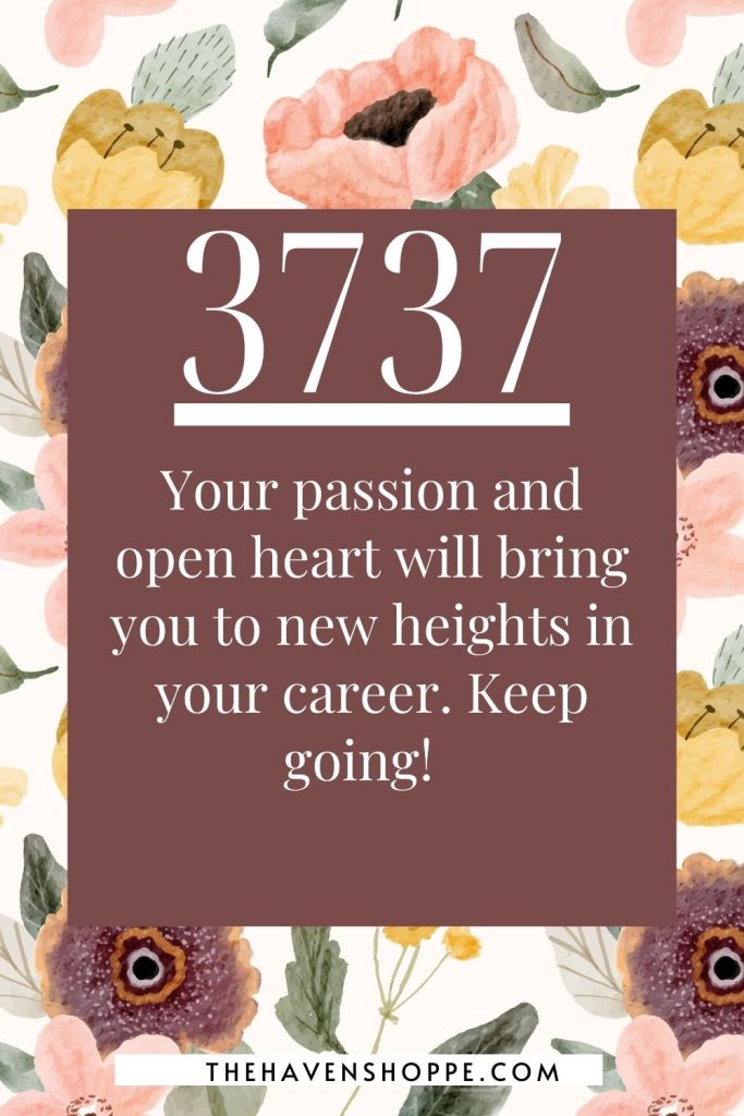 angel number 3737 career message: Your passion and open heart will bring you to new heights in your career. Keep going!  