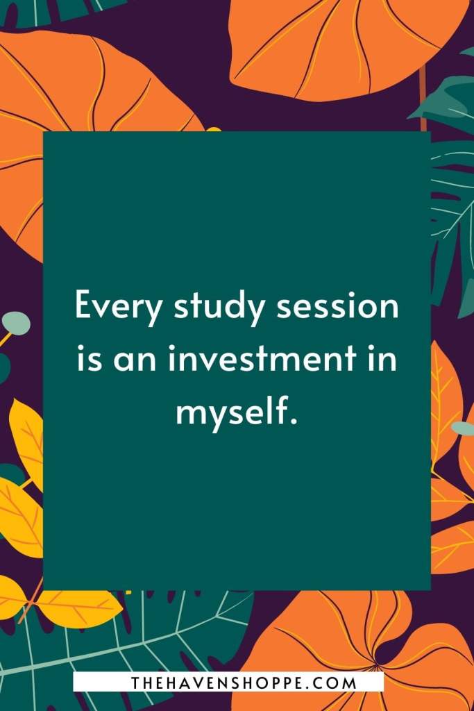 affirmation for studying: Every study session is an investment in myself.