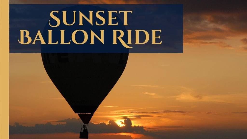hot air balloon at sunset