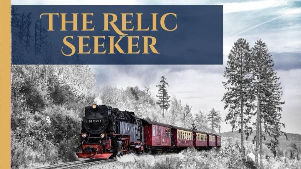 Train on the track in winter