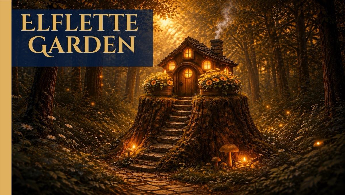 Elf cottage atop a tree stump
