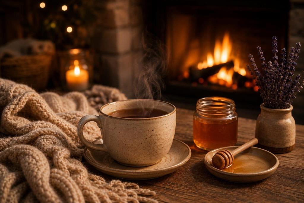 teacup by the fireplace